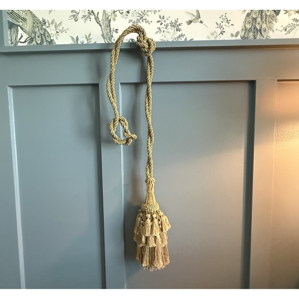 Vintage 90's Oversized 30" Decorative Tassel Tieback Tan Khaki Fringe